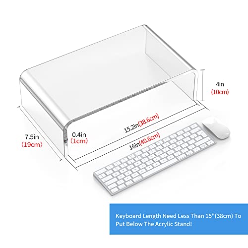 Acrylic Monitor Stand Riser Acrylic Laptop Stand Riser PC Holder Clear Computer Monitor Stand for Desk White Laptop Stand for Desk Compatible with iMac MacBook All Notebooks - style: 16''