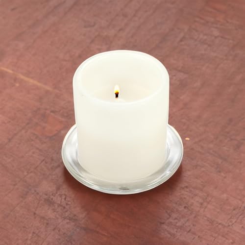 WGV Tea Light Votive Candle Holder Plate 4" W, Clear Flat Plate Glass, Small Home Accent Decor, 1 Pc - color: Clear-flat-4"