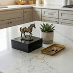 Premium Black Marble Display Base with Center Mount Hole – Polished Stone Pedestal Stand for Sculpture, Statue, Art, Awards, Lamps & Decor (6x6x2) - size: 6x6x2"