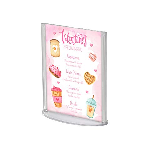 M&T Displays Double Sided Oval Clear Acrylic Leaflet Holder 5x7 inch Pocket Desktop Table Stand Desk Organizer Menu Advertising Flyer for Restaurant Hotel Office (5 pack) - size: 5x7