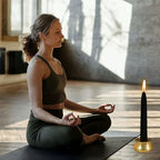 Dripless Taper Candle Meditation Candles,Black 20 Minute Mini Prayer Candlestick Pure Beeswax Candles with Brass Candle Holder for Yoga & Spiritual Rituals,30-BLA - color: MCBEE30PC-BLACK