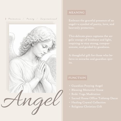 Nupuyai Natural Green Jade Baby Angel Praying Statue for Home Office Decor, Healing Carved Guardian Angel Figurine Collectible Sculpture for Reiki Healing Meditation - size: 3.93-4.05''