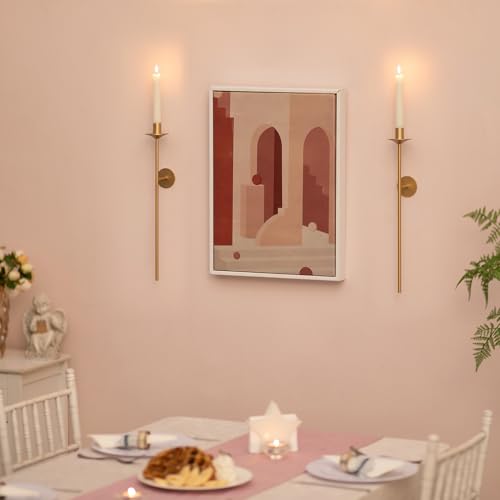 Sziqiqi Wall Candle Holder Gold: Candle Sconces Wall Decor Set of 2 for Dining Room Wall Hanging Candle Sticks Holder for Living Room Fireplace