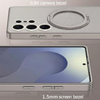 Leather Case for Samsung Galaxy S25 Ultra with Kickstand Magnetic Ring, Compatible with Wireless Charging, Invisible Stand Luxury Slim Protective Shockproof Cover for Samsung S25 Ultra (Beige) - color: Beige