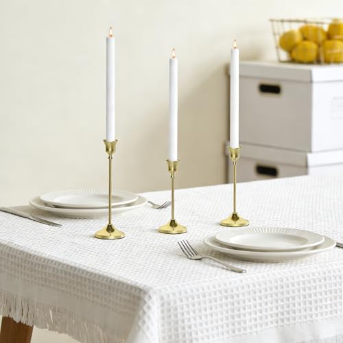 Golden Taper Candle Holders Metal Gold Candlesticks Modern Candle Stick Holders Set of 3 for Dining Table, Weddings & Home Decor - color: Pure Gold