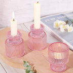 DARJEN 6 Pcs Pink Candlestick Holders - Glass Taper Candle Holders Tealight Votive Candle Holders for Table Centerpieces, Wedding, Dinner Party, Home, Gifts - color: Pink, size: 6Pcs