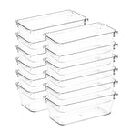 12 Pack Drawer Organizer - 3" X 6" Clear Acrylic Storage Bins with Non-Slip Pads, Versatile Desk Tray for Makeup, Jewelry, Kitchen, Bathroom, and Office Organization - size: 3"X 6"