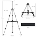 Portable Art Painting Easel Stands - Adjustable Display Artist Tripod Metal Easels with Bags for Table-Top/Floor Painting, Height from 17 to 66 inches, Sturdy for Drawing, Displaying - Silver - style: Silver-2pack
