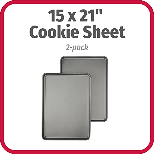 GoodCook Everday Nonstick Carbon Steel 15” x 21” Baking Sheet Set, 2 Pack – Extra-Large Carbon Steel Cooking Pans, Bakeware Set, Cookie Sheets for Baking, Oven Pan Set - size: 15" x 21" (2-Piece Set)