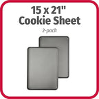 GoodCook Everday Nonstick Carbon Steel 15” x 21” Baking Sheet Set, 2 Pack – Extra-Large Carbon Steel Cooking Pans, Bakeware Set, Cookie Sheets for Baking, Oven Pan Set - size: 15" x 21" (2-Piece Set)