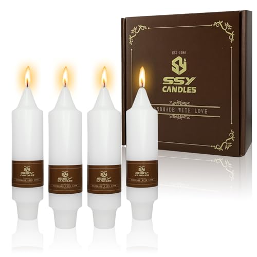 NJAO HOO Halloween Candlesticks White Short Taper Candle 5 Inch Unscented Dripless Tapered Candle Set for Home Dinner Party Fall Decor, 4 Pack - color: White, size: 5 In