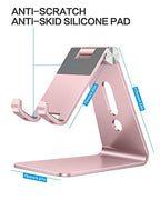 OMOTON Adjustable Cell Phone Stand, C2 Aluminum Desktop Phone Holder Dock Compatible with iPhone 15 14 13 Xs XR 8 Plus 7 6, Samsung Galaxy, Google Pixel, Android Phones, Rose Gold - color: Rose Gold