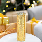 WGVI Hurricane Candle Holder Sleeve, W: 3", Ht: 10", Gold Speckled Glass Cylinder Open Both Ends, Chimney Tube Shade, 1 Piece - size: 3x10"H
