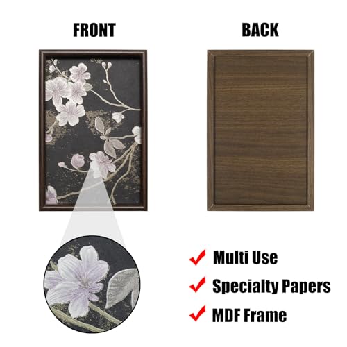 Wooden Valet Tray with Floral Base, EDC Catch All Tray Nightstand Entryway Table Vanity Organizer 11.8x7.9, Black Vintage Blossoms - color: Black Blossoms