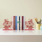 Cute Bookends, Unique Decorative Book Ends with Rose Design - Ideal Gift for Book Lovers, Fit for Library, Study, and Bookshelf Display (Red)