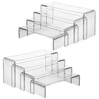 2 Set Large Acrylic Display Risers,8 Pcs Clear Perfume Stand Organizer,Desktop Display Shelves Collect Pop Figures Toys Cupcake Dessert for Decor,Food Display Shelves for Party
