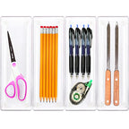 Simple Houseware Clear Drawer Organizer for Office Bin Desk Storage, 3.25"x 9.5", 4 Packs - size: Large Size