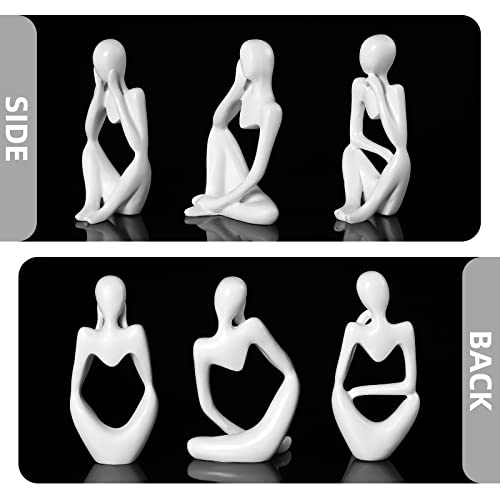 BMLCGJ Thinker Statue Gold Decor Abstract Art Sculpture, Golden Resin Collectible Figurines for Home Living Room Office Shelf Decoration,Great Gifts Ideas (White) - color: White