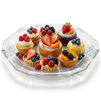 Patisserie Cake Glass Serving Platter 12” (30 cm) – Elegant Clear Presentation Plate for Cake, Desserts, Cheese, Appetizers & Table Decor (Hexagonal 12'')