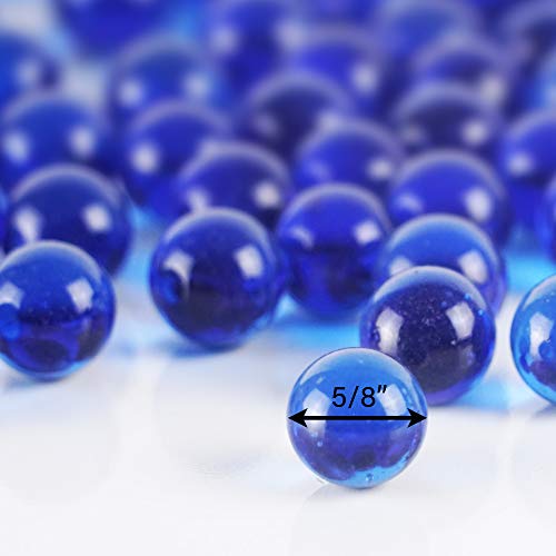 CYS EXCEL Cobalt Blue Glass Marble Gemstone Vase Filler (3 LBS) | Multiple Color Choices Aquarium Glass Round Marble Beads | Decorative Mosaic Glass Gem Pebbles - color: Cobalt Blue, size: 3 LBS