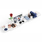 Yieach Luxury Clear Acrylic Bathtub Tray with Book Holder,Expandable Bath Tray for Tub and Bath Shelf Over Tub,Plastic Bath Table & Board,Bath Caddy Trays & Accessories for Women Relaxing Spa Gifts - size: L - (33.1 to 41.4 in）