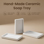 MaisoNovo White Bathroom Tray Countertop - 7.4x5.1 inch Handcrafted Ceramic Kitchen Tray for Soap Bottles, Perfume, Jewelry - Moisture Resistant - Rectangle Bathroom Dish with 4 Anti-Slip Pads - color: White Ceramic Tray