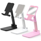 Cell Phone Stand, Adjustable Angle and Height Cell Phone Holder for Desk, Foldable and Portable, Anti-Slip Silicone Pad, Compatible with All Mobile Phones and 4-8 Inch Devices (Black&White&Pink) - color: Black&White&Pink