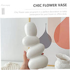 Holibanna Abstract Modern Ceramic Vase Cobblestone Shape for Dried Flowers Unique Home Decor for Tabletop and Office Decoration White Artistic Design