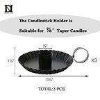 DN DECONATION Candlestick Candle Holders, Black Metal Candle Stick Holders for Taper Candlesticks, Farmhouse Candle Holders, Small Iron Candle Holder with Handle, Set of 3