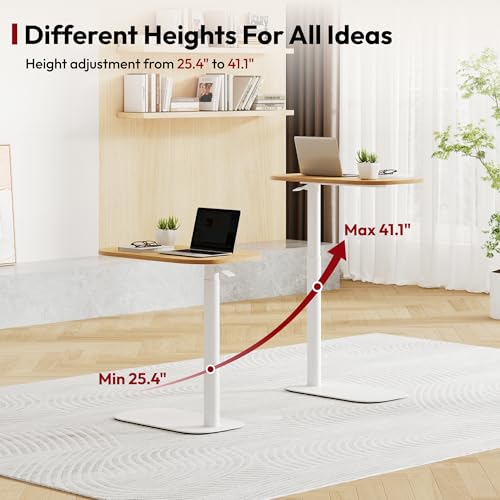 SANODESK Adjustable Overbed Bedside Table Pneumatic Adjustable Height Laptop Computer Standing Desk Cart with Tray, Hospital and Home Use(23.6" W x 13.8" D,Maple) - color: Maple, size: Xsmall