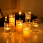 Hewory Glass Hurricane Candle Holders Set of 6, Clear Glass Cylinder Vases for Pillar & Floating Candles, 6 inch - Centerpieces, Wedding & Christmas Home Decor - size: 6 inch-6PCS