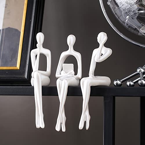 XINXUAN White Statue Home Decor - Modern Bookshelf & Desk Decor - 3 Piece Set - color: White