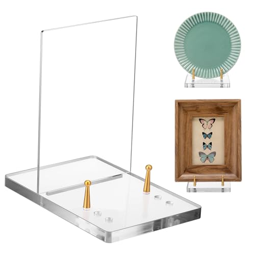 RattanView Acrylic Easel Book Stand 4 x 6 x 6 Inch for Display Clear Plate Stand with Adjustable Gold-toned Hardware Easel Plate Picture Display Holder for Cookbook Picture Frame Magazine