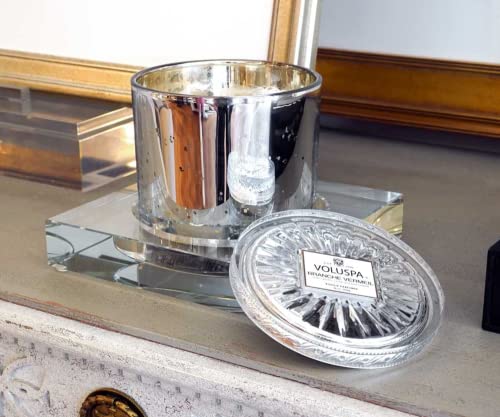 Crystal Candle Dish — by Alice Lane Home Collection — Size Large — Smooth, Round Cutout is The Perfect Size for Your Favorite Candle or Diffuser — Clear K9 Crystal Design - size: Large