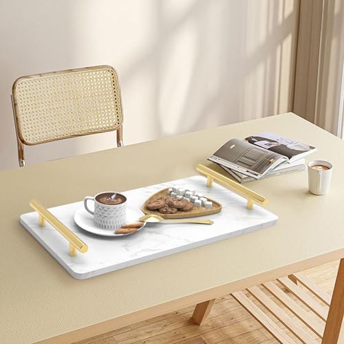 XZHXFX Guest Towel Holder Tray for Bathroom,Marble Slab with Handles -Napkin Holder for Kitchen - Bathroom Tray (Gold,Large) - color: Gold, size: 13" x 7.1" x 2"