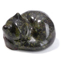 LAIDANLA Dragon Blood Cat Healing Crystals Figurine Sleeping Cat Hand Carved Cute Statue Polished Stone Sculpture Reiki Office Room Bedroom Desk Home Decoration Gifts 1.6" - color: M-dragon Blood