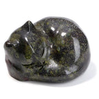 LAIDANLA Dragon Blood Cat Healing Crystals Figurine Sleeping Cat Hand Carved Cute Statue Polished Stone Sculpture Reiki Office Room Bedroom Desk Home Decoration Gifts 1.6" - color: M-dragon Blood