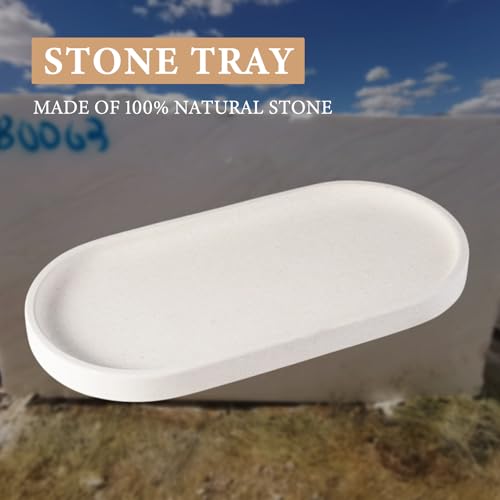 Koville Creamy White Marble Tray for Bathroom, 12"x6" Natural Luxury Marble Vanity Tray for Home Decor Countertop, Stone Oval Trays for Perfume & Jewelry Organizer, Stone Storage Trays - color: Creamy White, size: 12" x 6" x 0.7"