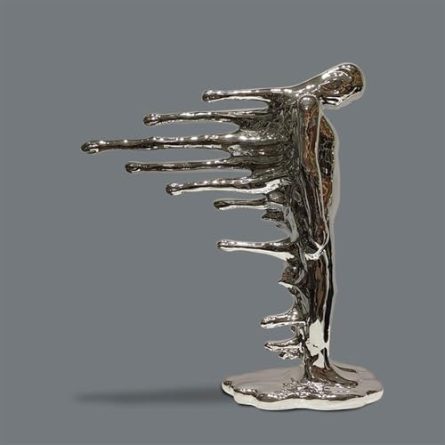 Statue Decorations Creative Abstract Character Sculpture Ornament Inspirational Entrance Room Luxury Desktop Decorations Furnishings Home Decor Object(Silver)