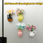 8 PCS Mini Ceramic Vase Magnets for Fridge, Cute Mini Vase Magnets for Fridge, Tiny 3D Plant V ase for Decoration Kitchen Locker Kitchen Office (8PCS-A)