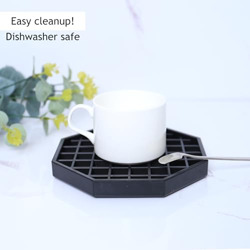 6" Octagon Coffee Drip Tray Catcher for Countertop - for Beverage & Drink Dispenser Bar by kitchentoolz - Pack of 4