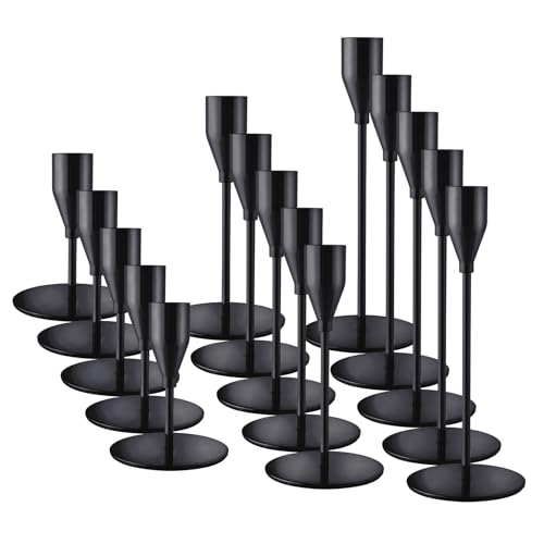 Black Taper Candle Holders Set of 15, Modern Metal Taper Candlestick Holder, Candle Stick Holders Bulk for Wedding Table Centerpiece, Mantel Dining Party Home Festival Decorations - color: Black, size: Set of 15