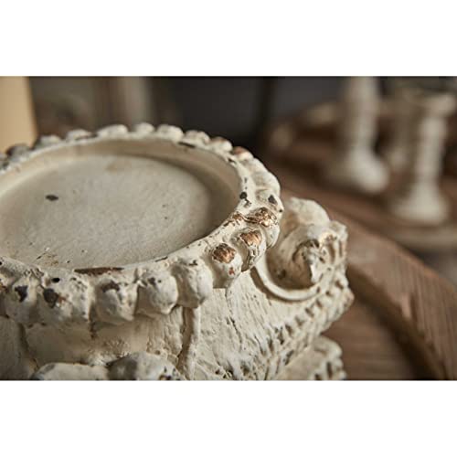 SOFE Column Pedestal Stand for Decoration Display, Distressed White Small Plant Stand, Large Candle Stand, Column Side Table, Classic Plinth Bases for Wedding Party Home Garden