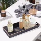 MAONAME Blue Bathroom Tray, Plastic Vanity Trays with Handles, Small Long Narrow Trays, Perfume Organizer Tray for Dresser, Bathroom Accessories, 13.8" x 6" x 1.58" - color: Blue