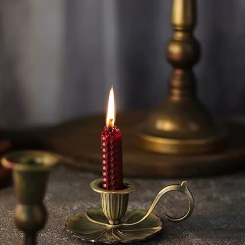 Vintage Candle Holder Detachable Metal Candlestick Holders with Handle Rustproof Taper Candle Holders for Christmas Wedding Home Decor (2, Gold) - color: Gold