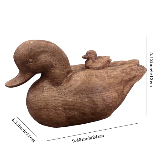 Hymmah Duck Home Decor Statue Rustic Home Decorations for Living Room, Boho Sculpture Resin Animal Collectible Figurines for Indoor Decor - color: Brown-m