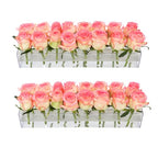 2Pack Clear Acrylic Flower Vase Rectangular, 15.7 Inches Long Floral Centerpiece Low Vases with Holes for Dinning Table, Home Decor, Wedding Decoration - size: 2Pcs