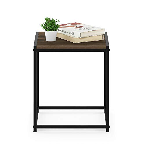 FURINNO Camnus Modern Living End Table, Columbia Walnut, 15.75 in x 15.75 in x 17.83 in - color: Columbia Walnut, size: 1 Tier, Metal Frame