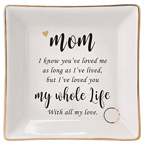 HOME SMILE Mother's Day Birthday Gifts for Mom,I Love You Mom Ring Dish Jewelry Tray-Best Gifts for Mom Who Have Eveything-Valentine Gifts for Mom Unique - style: Mother