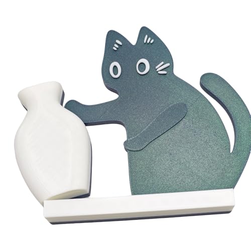 Cat Push Flower Vase for Home Decor Cute Vases for Table Room Decor Unique Lollipop Vases for Women (Small Galaxy Blue White) - size: Small Galaxy Blue White